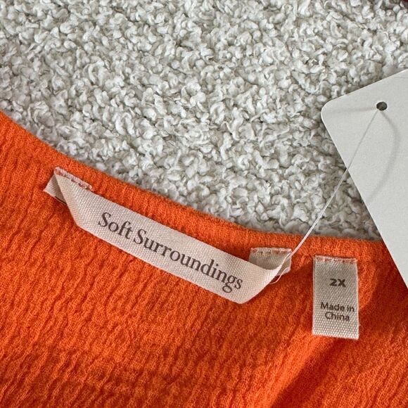 Soft surroundings Dress Womens Plus Sz 2X Beach gauze asymmetric celosia orange - Picture 11 of 14